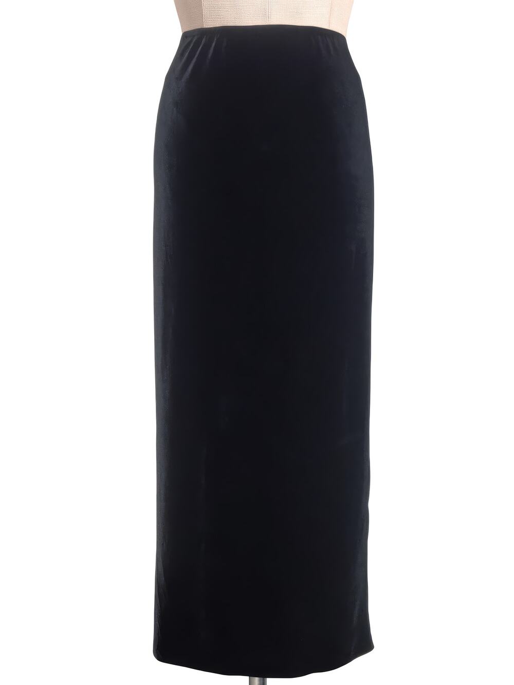 Nina Piccalino Long Luxe Black Velvet Skirt Pull On Waist USA Made L